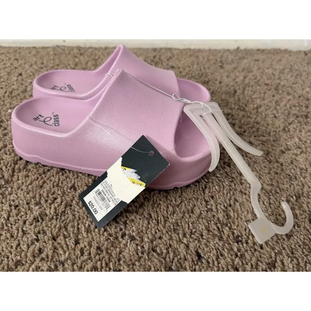 Art Class Girls Platform Slide Sandals Lilac Pink Size 1 Youth NWT Lightweight